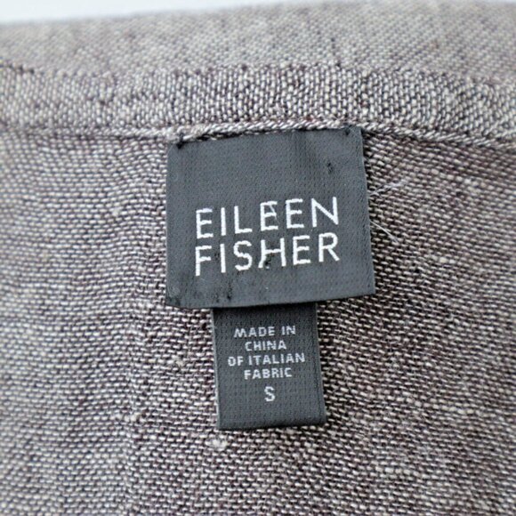 Eileen Fisher Size S Woven Linen Button Down Blouse Brown - Picture 9 of 10
